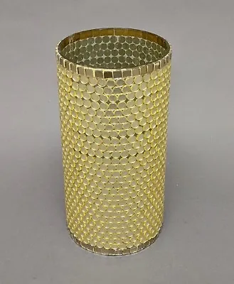 Vase Mosaic Gold Dot Mirror Chips On Glass Cylinder Centerpiece 4 Dia 8 Tall  • $8.95