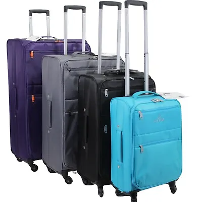 Feather Lightweight 4 Wheel Suitcases Hand Luggage Travel Cabin Trolley Bag • £28.99