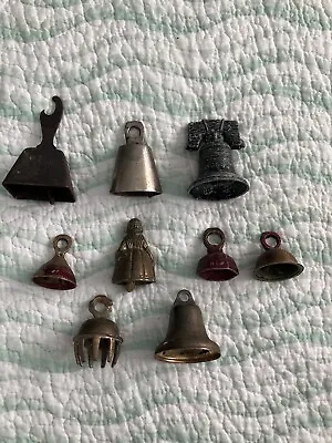 Vintage Lot Of 9 Brass Bells Various Sizes  L • $24.50