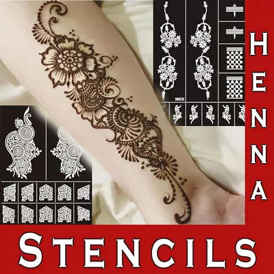 Henna Temporary Mehndi Tattoo Stencils Glitter Hand Template Sticker Body Art • £3.98