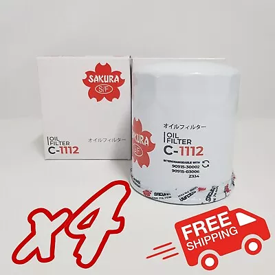 4x Pack Of Sakura C-1112 Oil Filters - Equivalent Of Ryco Z334 & Wesfil WZ334 • $79