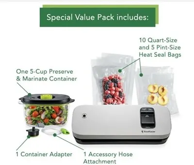 $45.99 • Buy Food Saver Vacuum Sealer Special Value Pack, Compact Machine With Bags (New)