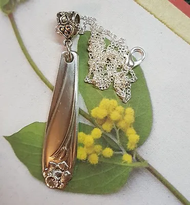 Vtg ANTIQUE SPOON Daffodil Necklace Jewelry Sterling Silver Plate Pendant Flower • $22.88