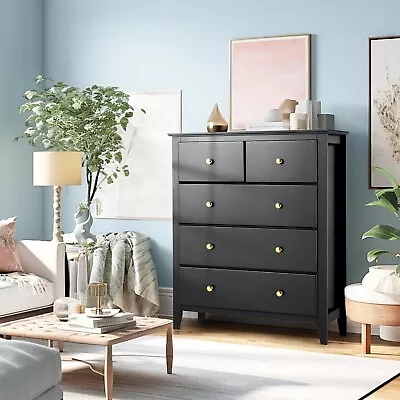 5 Drawers Dresser Wooden Storage Dressers Chests Of Drawers For Bedroom Home • $149.99