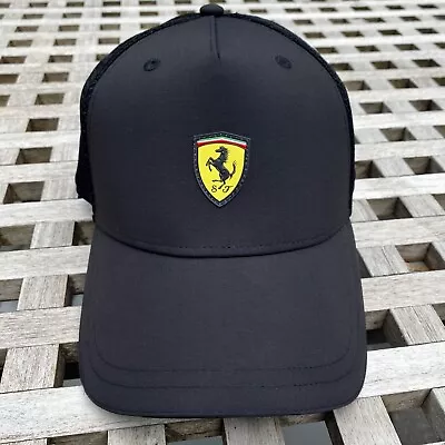 Puma X Ferrari Logo Formula One F1 Car Racing Black Trucker Snapback Hat • $49.99
