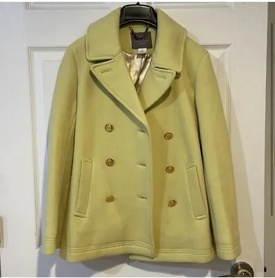 J. Crew Yellow Stadium Cloth By Nello Gori Majesty Wool Peacoat Wms Size 2P • $79.99