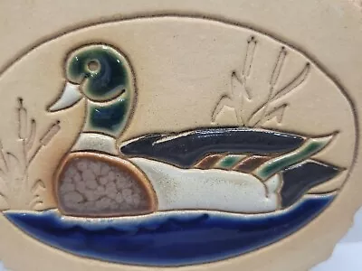 Bread Tile Pottery Mallard Duck Glaze Kitchen Gift 5  Circle Oven Warm • $18.99