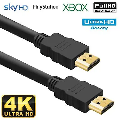 Hdmi Cable 2.0 High Speed Gold Plated Fast Lead Hd 4k 2160p 3d Hdtv 1080p 2160p • £2.95