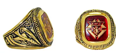 Knights Of Columbus Ring 18kt Yellow Gold Red US Made Quality 10 12 13  NEW • $28.11