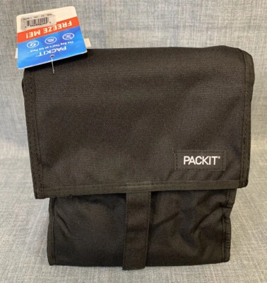 $19.94 • Buy PackIt Freezable Lunch Bag With Zip Closure & Built In Gel Pouches - Black