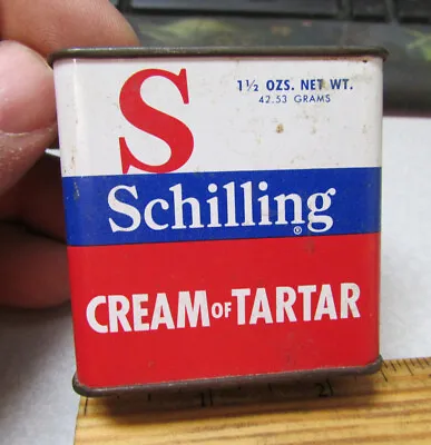 Vintage Schilling Cream Of Tartar 1.5 Oz Spice Tin Some Left Great Colors • $7.99