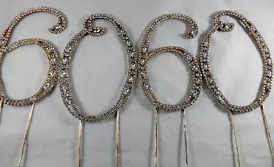 Lot Of 4 Gold Rhinestone Cake Decoration Topper (2 Each)   6 & 0 (six & Zero) • $12