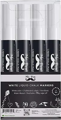 White Chalk Markers 4 Pack Dual Tip 8 Labels Dry Erase Blackboard Chalkboard Pen • $9.74