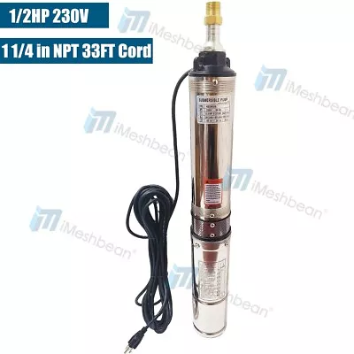 1/2 HP 4  Deep Well Submersible Pump 220V 60Hz 25 GPM 150 Ft Max33ft Cord • $102.19