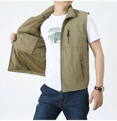 Men Outdoor Work Vest Multi-pockets Waistcoat Hiking Fishing Sleeveless Jackets • $39.02