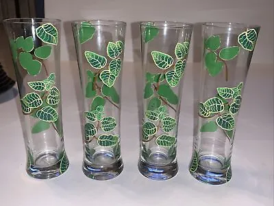 Set Of 4 Glasses MOJITO Art Painted Tall Tumblers Barware New Mint • $25