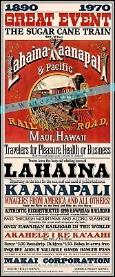 Maui Hawaii 1970 The Sugar Cane Train Event Vintage Poster Print Rail Travel • $21.58