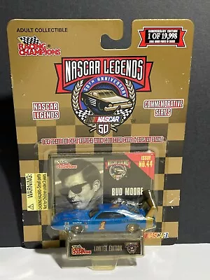 #44 ISSUE NASCAR LEGENDS RACING CHAMPIONS No. 1 BUD MOORE 1::64 W CARD & STAND! • $8.49