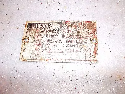 1951 Massey Harris Pony Standard Ax Tractor Original MH Serial Number Tag #19229 • $44.85