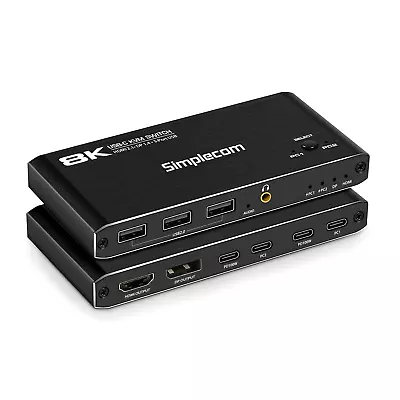 Simplecom KM470 2-Port USB-C KVM Switch 8K Docking Station HDMI 2.1 DP For Lapto • $76.48