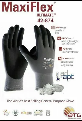 12 Pairs ATG Maxiflex Gloves Nitrile PipCoated Breathable DIY Size 10/XL • £40