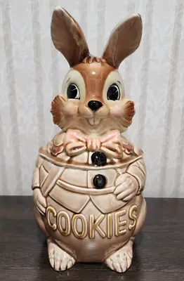 Vtg Rabbit Bunny Cookie Jar 3D Brown 50's 12  • $40