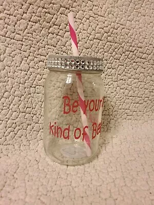 Drinking Glass With Lid Straw Personalized Mason Jar Canning 16.9 Oz Mom Beautif • $9.99