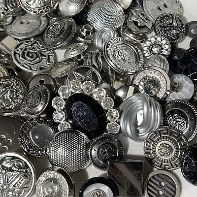 Premium MIXED LOT All Kinds Of SILVER & ANTIQUE SILVER Buttons All Sizes • $9.99