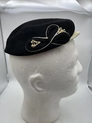 Vintage MARCHE EXCLUSIVE Black Cocktail Hat Adjustable • $25