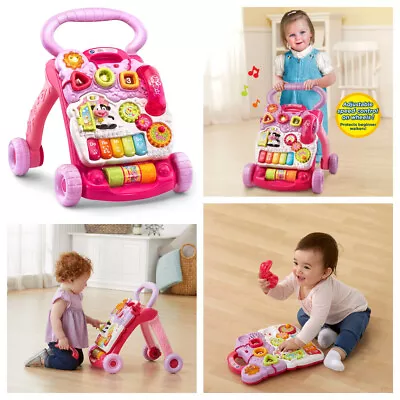 VTech Baby Push Walker Toddler Interactive Learning Toy Sit-to-Stand Pink • $35.98