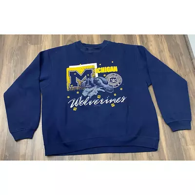 VTG 90s Ultimate Sportswear Michigan Wolverines Crewneck Graphic Sweatshirt XL • $44.95