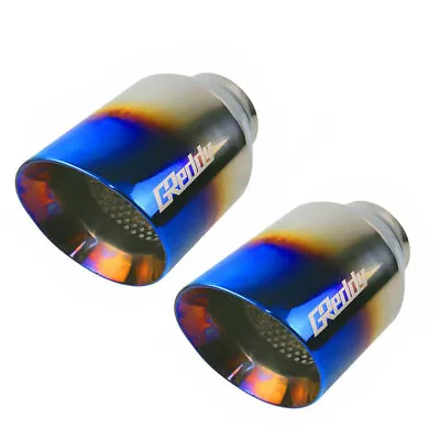 2x Universal 2.5'' Inlet 4'' Outlet Exhaust End Tip Muffler Burnt Blue Pipe Tip • $69.99