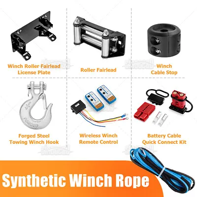 Synthetic Winch Rope Hook Stopper Roller Fairlead Remote Control Battery Connect • $16.99