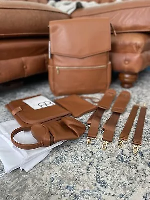 London Olivia Tan Leather Baby Changing Backpack • £75