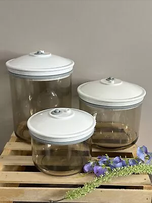 (3) Food Saver Snail Vacuum Seal Canisters 25 50 80 Oz ~ Clear Smoke Set Lot • $36.88