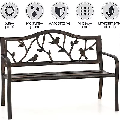 Patio Garden Bench Park Bench Outdoor Furniture Iron Metal Bench Porch Yard Deck • $129.99