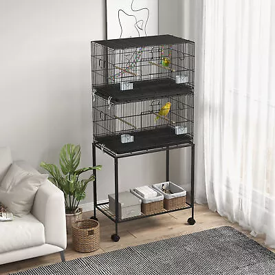 Double Stackable Bird Cage With Stand For Canaries Lovebirds Finches • $119.99