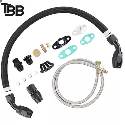 Turbo Oil Drain Return + Feed Line For T3 T4 T04e T60 T61 T70 Complete Kit • $33