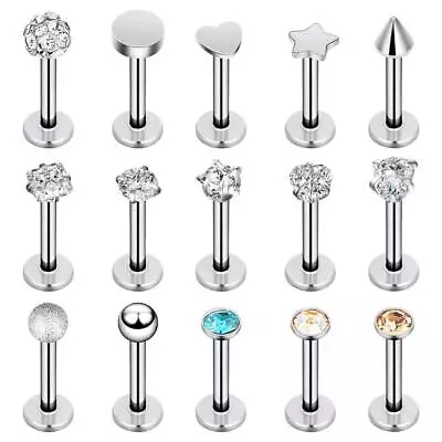 15PCS 16G Lip Labret Studs Earrings Tragus Cartilage Monroe Piercing Jewelry • $7.99