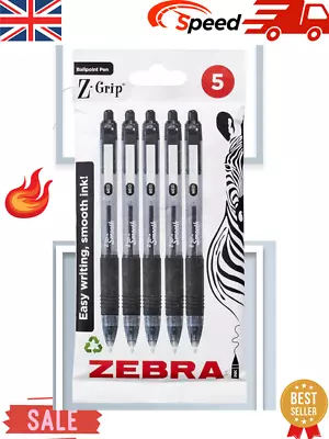 ZEBRA Z-Grip Smooth Black Ballpoint Pen Retractable -5 Count (per Pack ) • £3.33