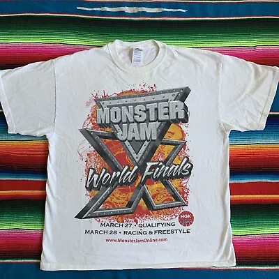 Monster Jam X World Finals T Shirt White Size XL Signed • $19.99