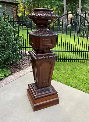 Antique French Pedestal Plant Stand Urn Planter Display Table Mahogany 19th C • $2445