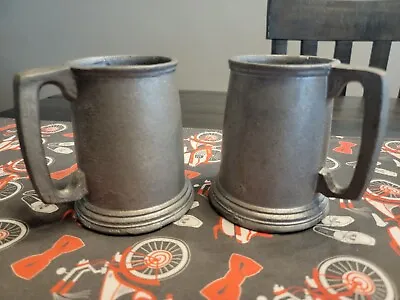 2 Vintage Tankards Cast Aluminum/Pewter? Beer Stein Mug Lot Medieval Renaissance • $19.99
