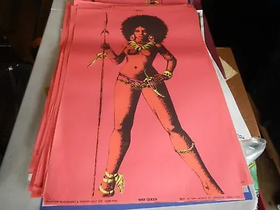 VTG Original 1970 Houston Blacklight War Queen Poster USA Warrior Psychedelic • $39