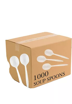 $28.50 • Buy Cutlery Plastic Soup Spoons Medium Weight Disposable Silverware White 1000 PCS