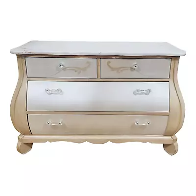 Vintage MODERN 20th C White Painted MARBLE TOP Dresser Kettle Base COMMODE Chest • $795