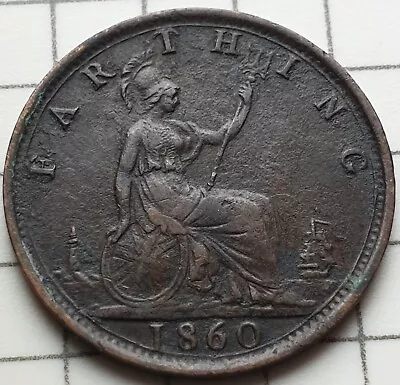 Great Britain Victoria Farthing Coin 1860 • £7