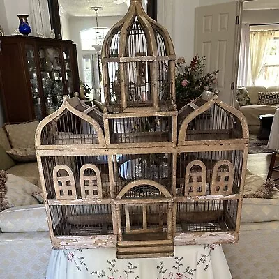 Vintage Wooden Metal Bird Cage Taj Mahal / Victorian Style 25” X 19” X 7” • $120