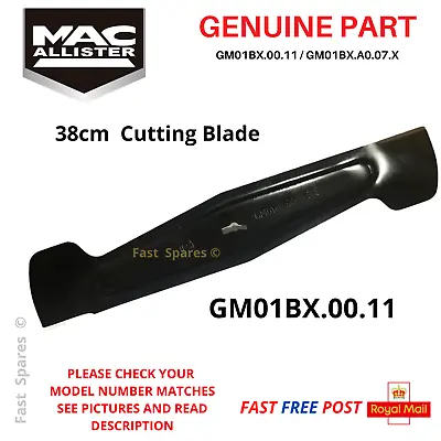 MAC ALLISTER  MLMP1600-2 Lawnmower 38cm Cutting Blade FAST POST • £17.95