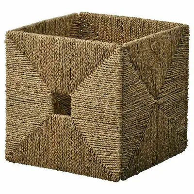 £31.98 • Buy New Ikea Storage Basket Seagrass Wicker Box Shelves Organizer Boxes 32x33x32 Cm